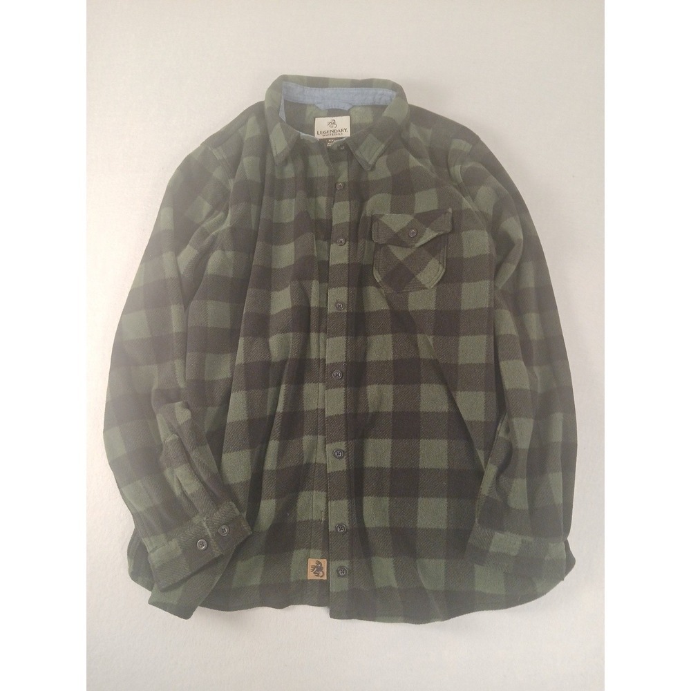 Legendary Whitetails Navigator Fleece Long Sleeve Button Down Shirt Green 2XL!!